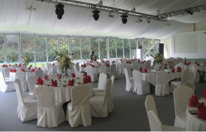 Wedding tent with glass wall