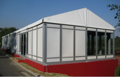Stable white event tent