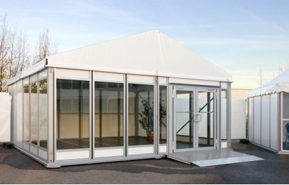 Stable glass wall office tent outdoor