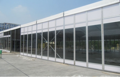 Solid glass wall tent for events