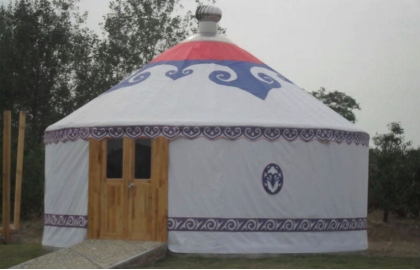 Yurt tent with wooden door