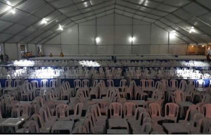 Large aluminum frame polygonal tent for events