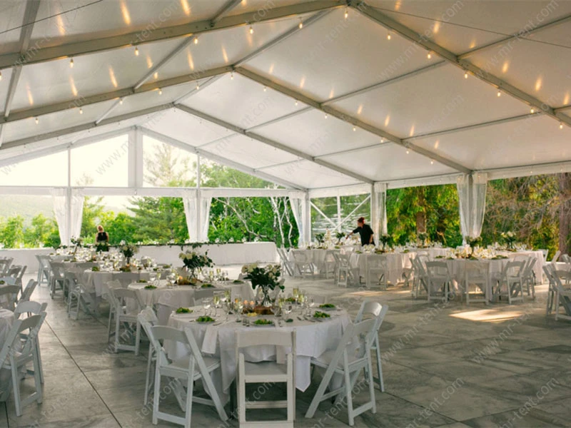 Carpas de bodas de lujo con techo de PVC transparente y estructura de marco