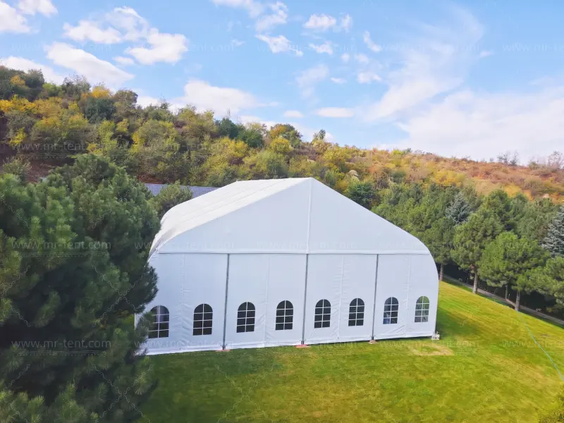 White and Transparent Fabric Curve Wedding Tent