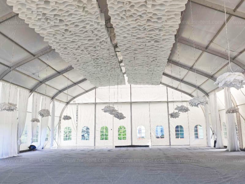 White and Transparent Fabric Curve Wedding Tent